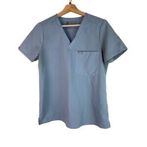 Figs Technical Collection Women's Size‎ S Slate Blue Short Sleeve Scrub Top *